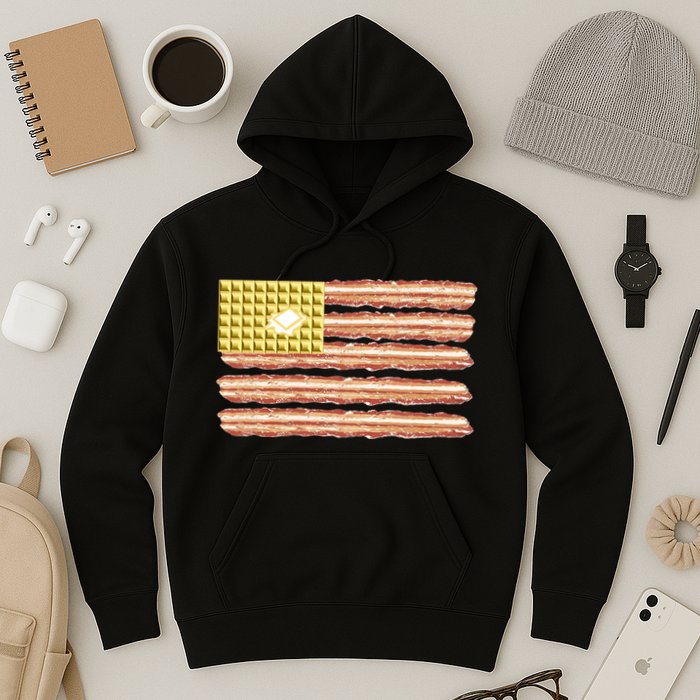 Waffle Bacon USA Flag Hoodie