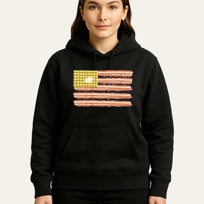 Waffle Bacon USA Flag Hoodie