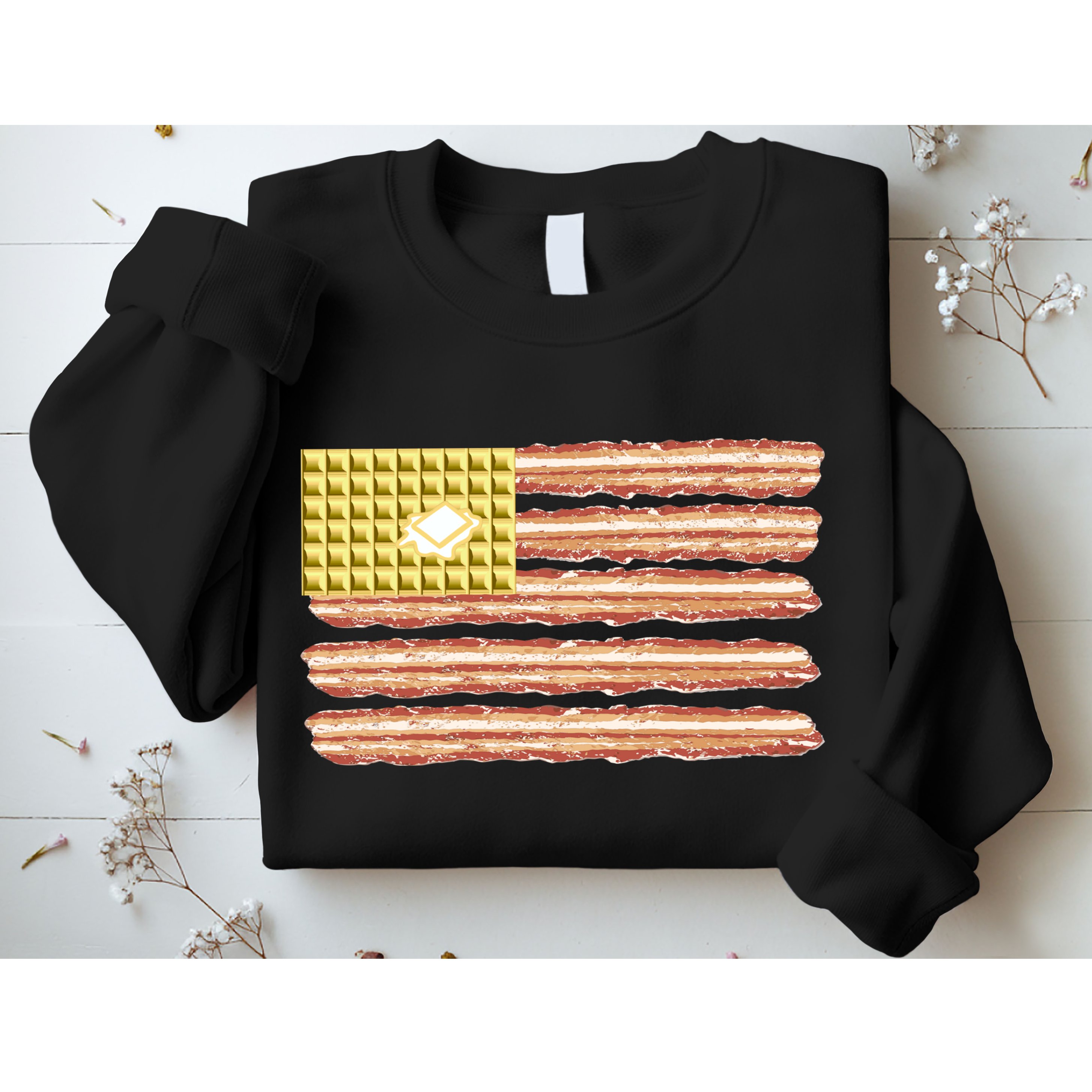 Waffle Bacon USA Flag Sweatshirt