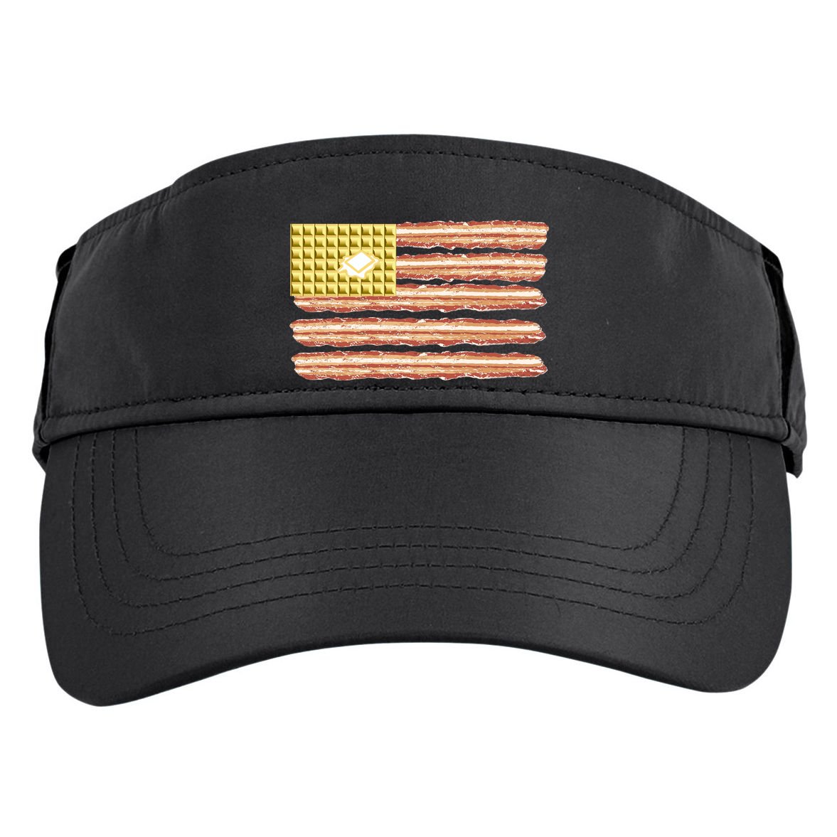 Waffle Bacon USA Flag Adult Drive Performance Visor