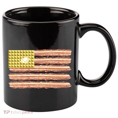 Waffle Bacon USA Flag 11oz C Handle Ceramic Mug