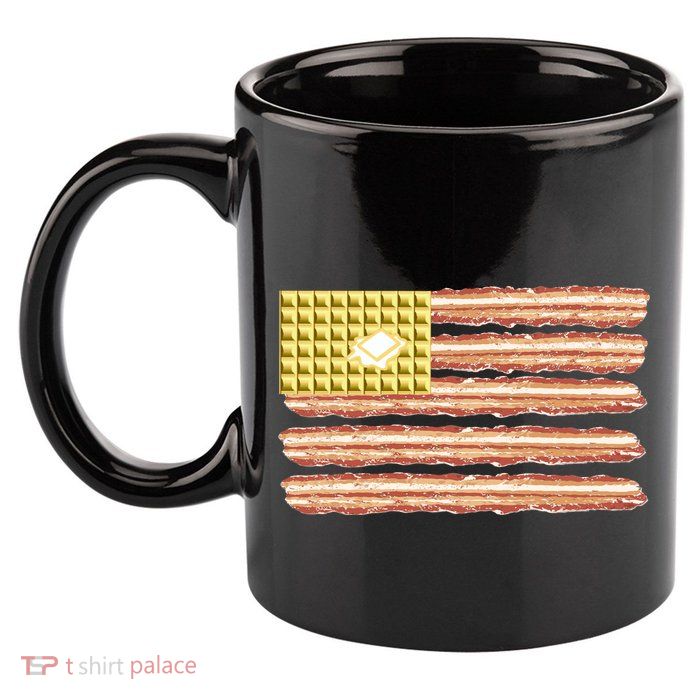 Waffle Bacon USA Flag 11oz C Handle Ceramic Mug
