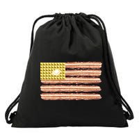 Waffle Bacon USA Flag Drawstring Bag