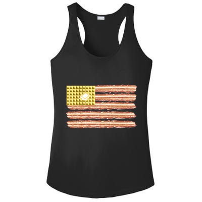 Waffle Bacon USA Flag Ladies PosiCharge Competitor Racerback Tank
