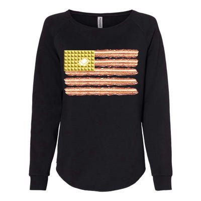 Waffle Bacon USA Flag Womens California Wash Sweatshirt