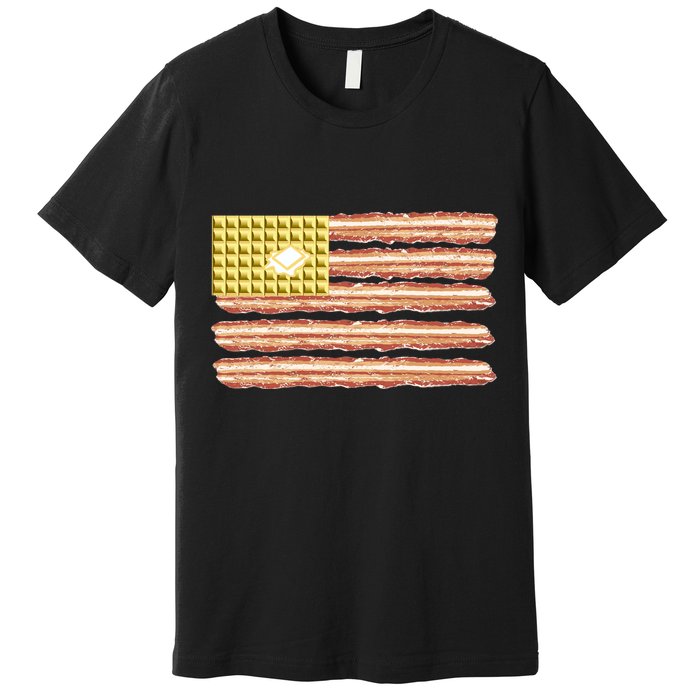 Waffle Bacon USA Flag Premium T-Shirt