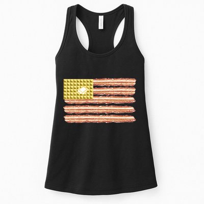 Waffle Bacon USA Flag Womens Tank Top