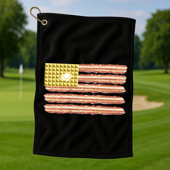 Waffle Bacon USA Flag Golf Towel