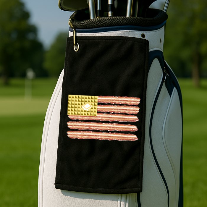 Waffle Bacon USA Flag Golf Towel