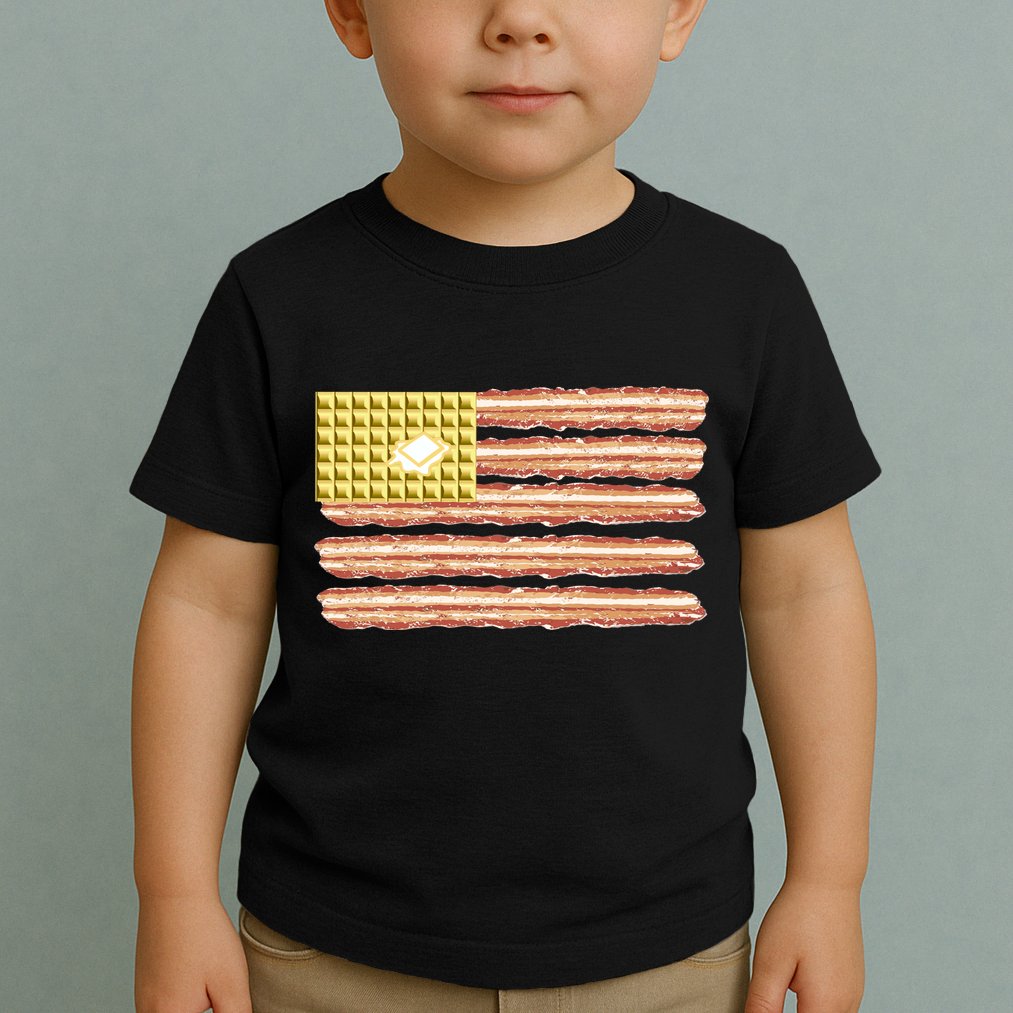 Waffle Bacon USA Flag Toddler T-Shirt