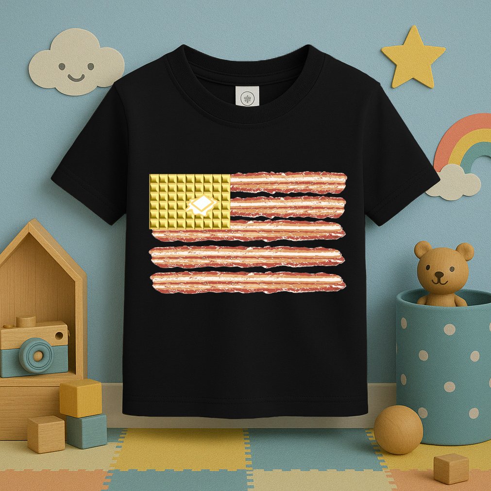 Waffle Bacon USA Flag Toddler T-Shirt