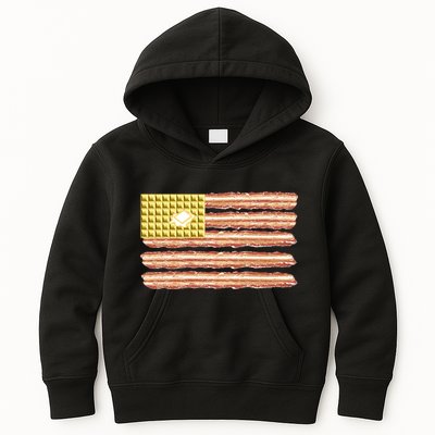 Waffle Bacon USA Flag Kids Hoodie
