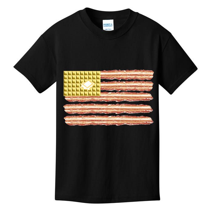 Waffle Bacon USA Flag Kids T-Shirt