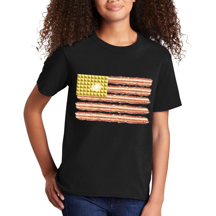 Waffle Bacon USA Flag Kids T-Shirt