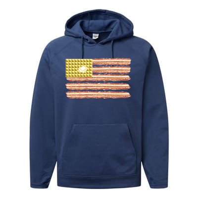 Waffle Bacon USA Flag Performance Fleece Hoodie