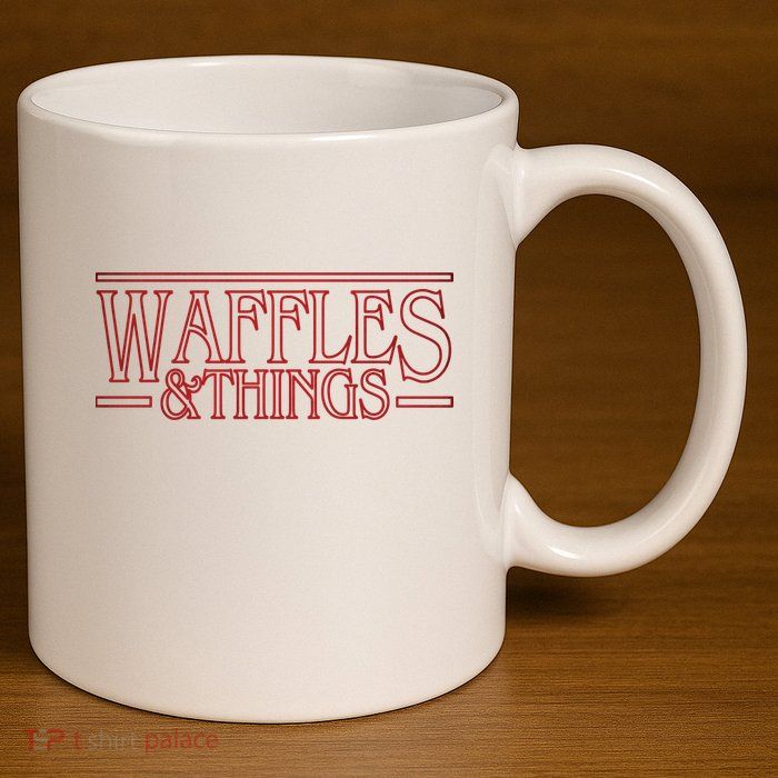 Waffles & Things 11oz C Handle Ceramic Mug