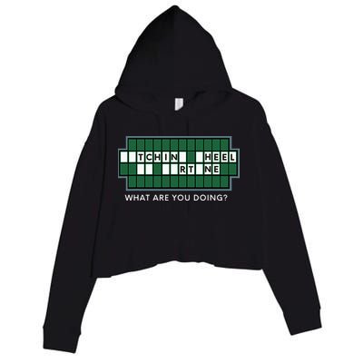 Wheel And Game Show Lovers, Fortune Word Puzzles Crop Fleece Hoodie