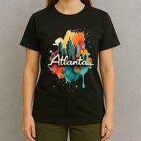 Watercolor Atlanta Georgia Skyline Retro Graphic Tees T-Shirt