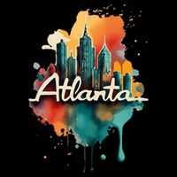 Watercolor Atlanta Georgia Skyline Retro Graphic Tees T-Shirt