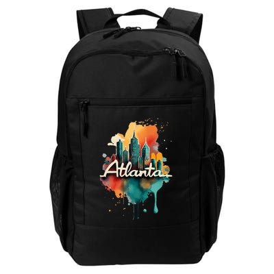 Watercolor Atlanta Georgia Skyline Retro Graphic Tees Backpack