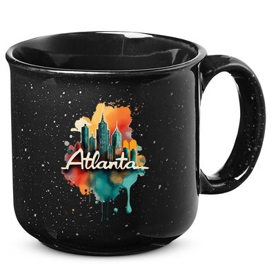 Watercolor Atlanta Georgia Skyline Retro Graphic Tees 15oz Campfire Ceramic Mug