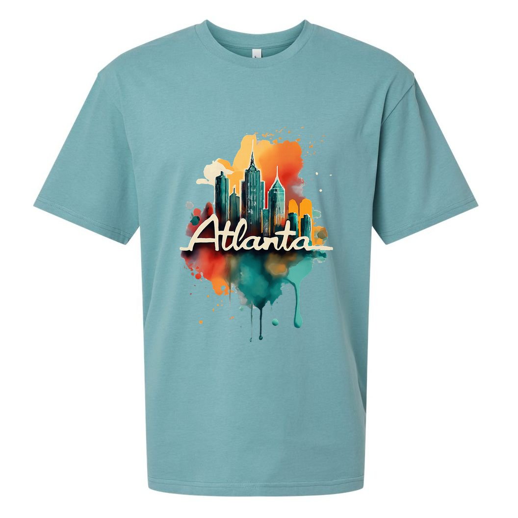 Watercolor Atlanta Georgia Skyline Retro Graphic Tees Sueded Cloud Jersey T-Shirt