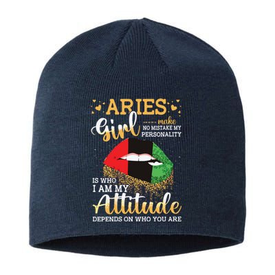 Womens Aries Girl Birthday Gifts Funny Leopard Sexy Lip Sustainable Beanie