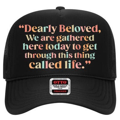 We Are Gathered Today Retro Positive Quote For Men Women High Crown Mesh Back Trucker Hat