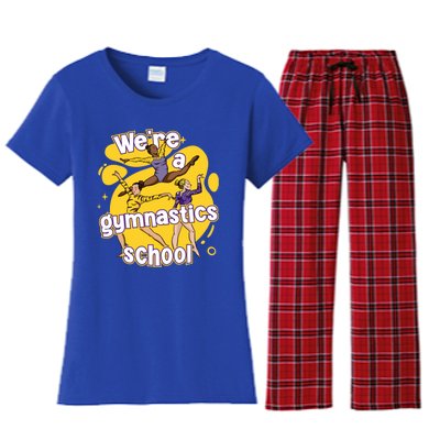 WeRe A Gymnastics School Funny Purple And Gold Gymnasts Women's Flannel Pajama Set