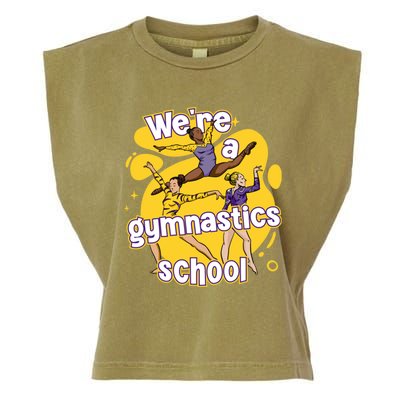 WeRe A Gymnastics School Funny Purple And Gold Gymnasts Garment-Dyed Women's Muscle Tee