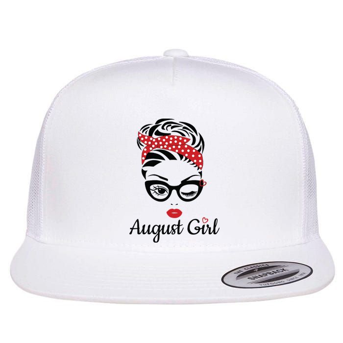 Women August Girl Birthday Women Girl Born August Birthday Flat Bill Trucker Hat