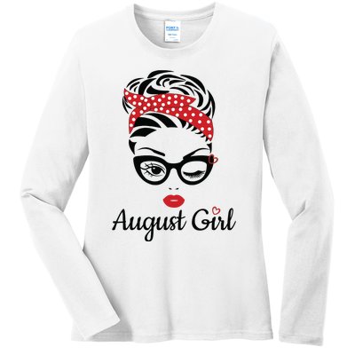 Women August Girl Birthday Women Girl Born August Birthday Ladies Long Sleeve Shirt