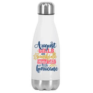 Wo August Girls Are Sunshine Mixed Little Hurricane Gift Stainless Steel Insulated Water Bottle