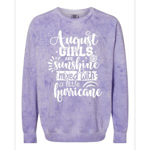 Wo August Girls Are Sunshine Mixed With Hurricane Gift Colorblast Crewneck Sweatshirt