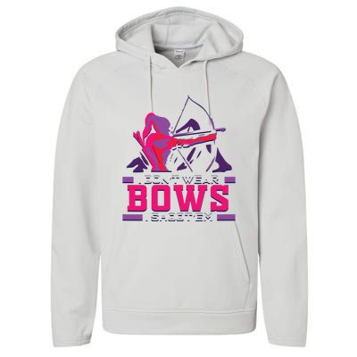 Womens Archery Gift For Woman Archer Bow And Arrow Hunter Lady Performance Fleece Hoodie