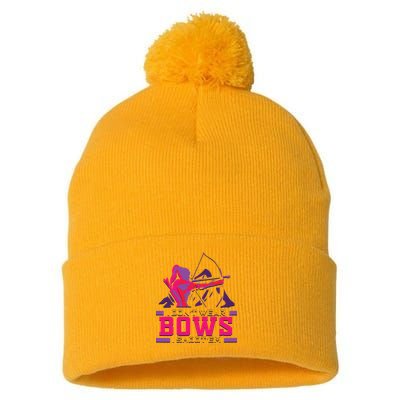 Womens Archery Gift For Woman Archer Bow And Arrow Hunter Lady Pom Pom 12in Knit Beanie
