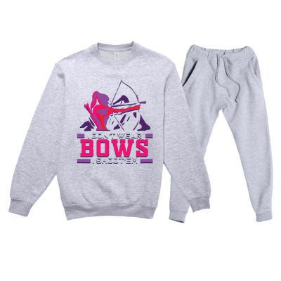 Womens Archery Gift For Woman Archer Bow And Arrow Hunter Lady Premium Crewneck Sweatsuit Set