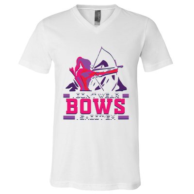 Womens Archery Gift For Woman Archer Bow And Arrow Hunter Lady V-Neck T-Shirt