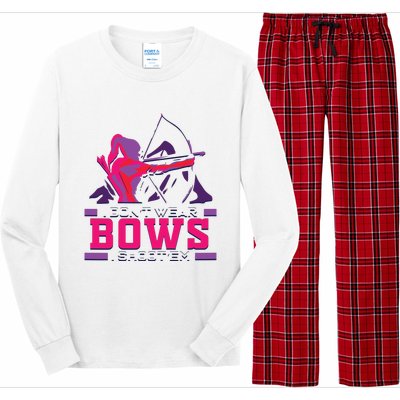 Womens Archery Gift For Woman Archer Bow And Arrow Hunter Lady Long Sleeve Pajama Set