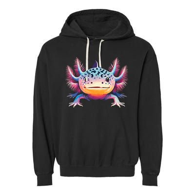 Watercolor Axolotl Gift Adults Black Cartoon Axolotl  Garment-Dyed Fleece Hoodie