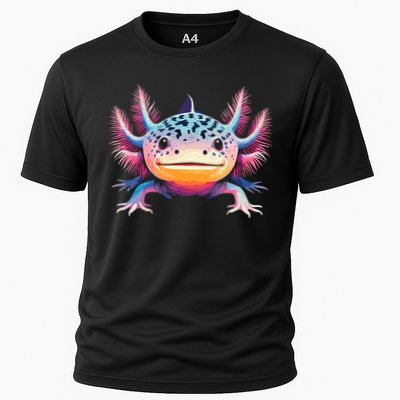 Watercolor Axolotl Gift Adults Black Cartoon Axolotl  Cooling Performance Crew T-Shirt