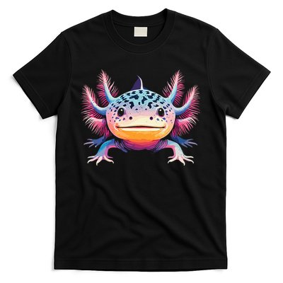 Watercolor Axolotl Gift Adults Black Cartoon Axolotl  T-Shirt