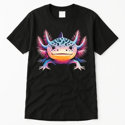 Watercolor Axolotl Gift Adults Black Cartoon Axolotl  Tall T-Shirt