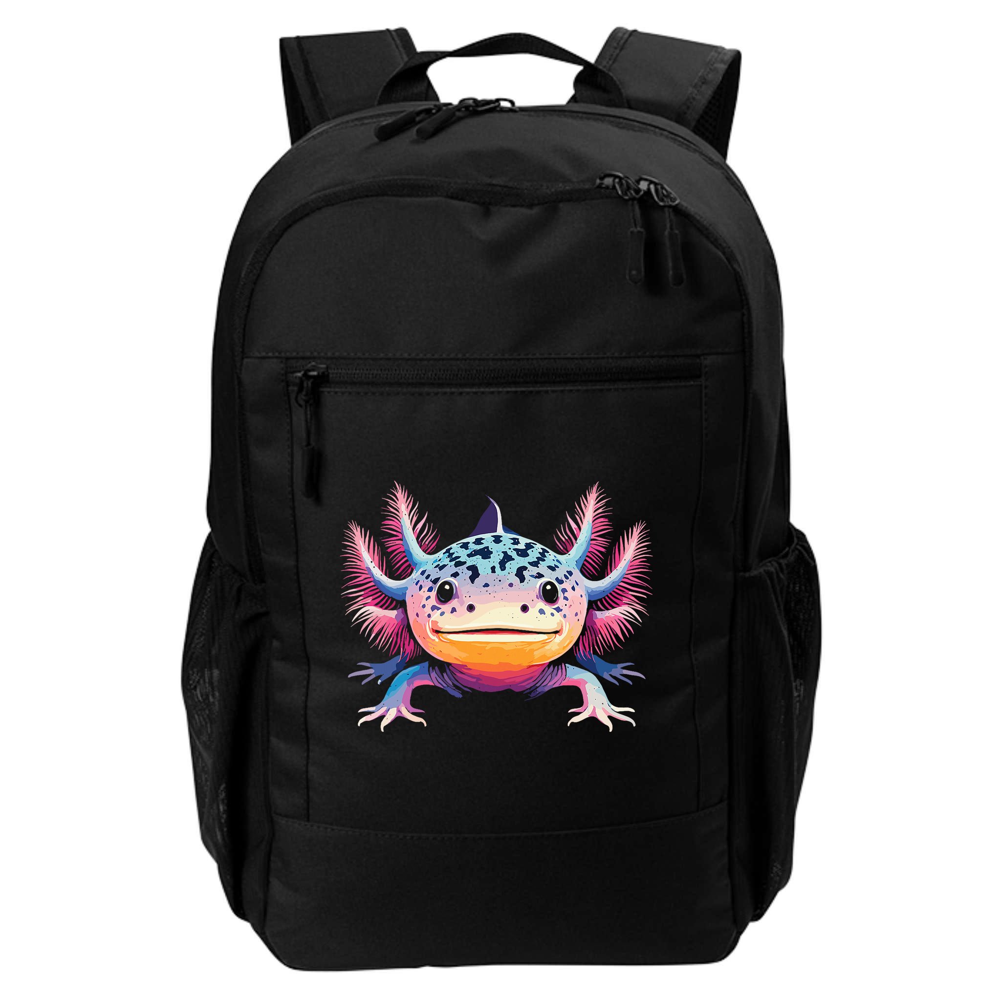 Watercolor Axolotl Gift Adults Black Cartoon Axolotl  Backpack