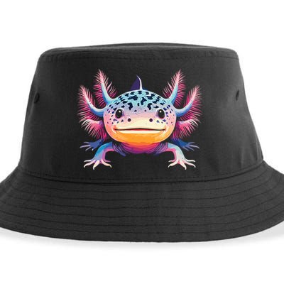 Watercolor Axolotl Gift Adults Black Cartoon Axolotl  Sustainable Bucket Hat