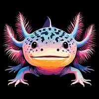 Watercolor Axolotl Gift Adults Black Cartoon Axolotl  Button