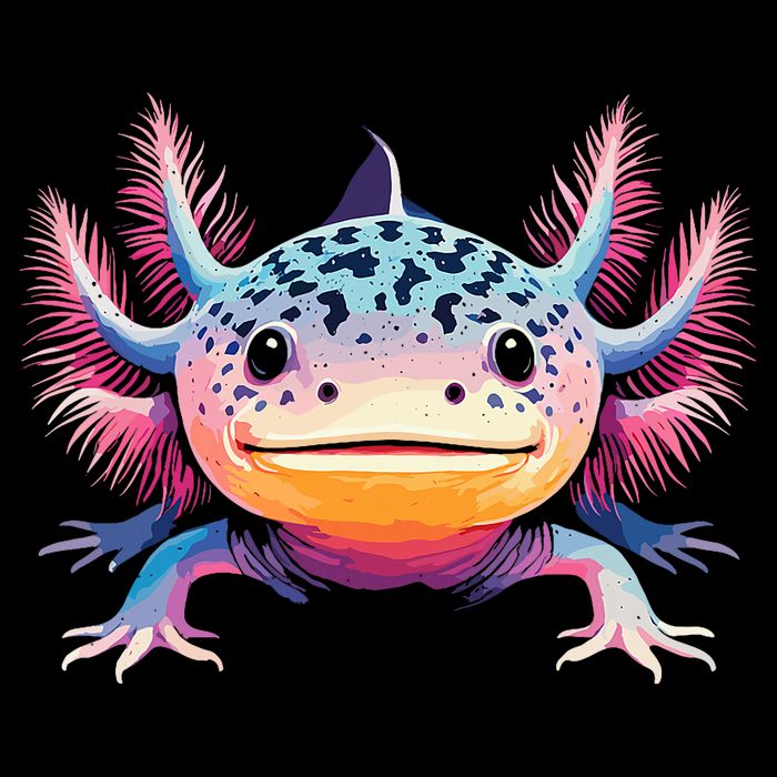 Watercolor Axolotl Gift Adults Black Cartoon Axolotl  Button