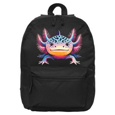Watercolor Axolotl Gift Adults Black Cartoon Axolotl  16 in Basic Backpack