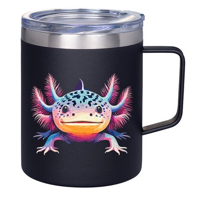 Watercolor Axolotl Gift Adults Black Cartoon Axolotl  12oz Stainless Steel Coffee Mug