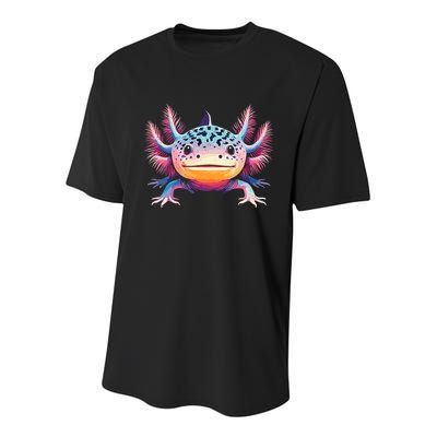 Watercolor Axolotl Gift Adults Black Cartoon Axolotl  Youth Performance Sprint T-Shirt